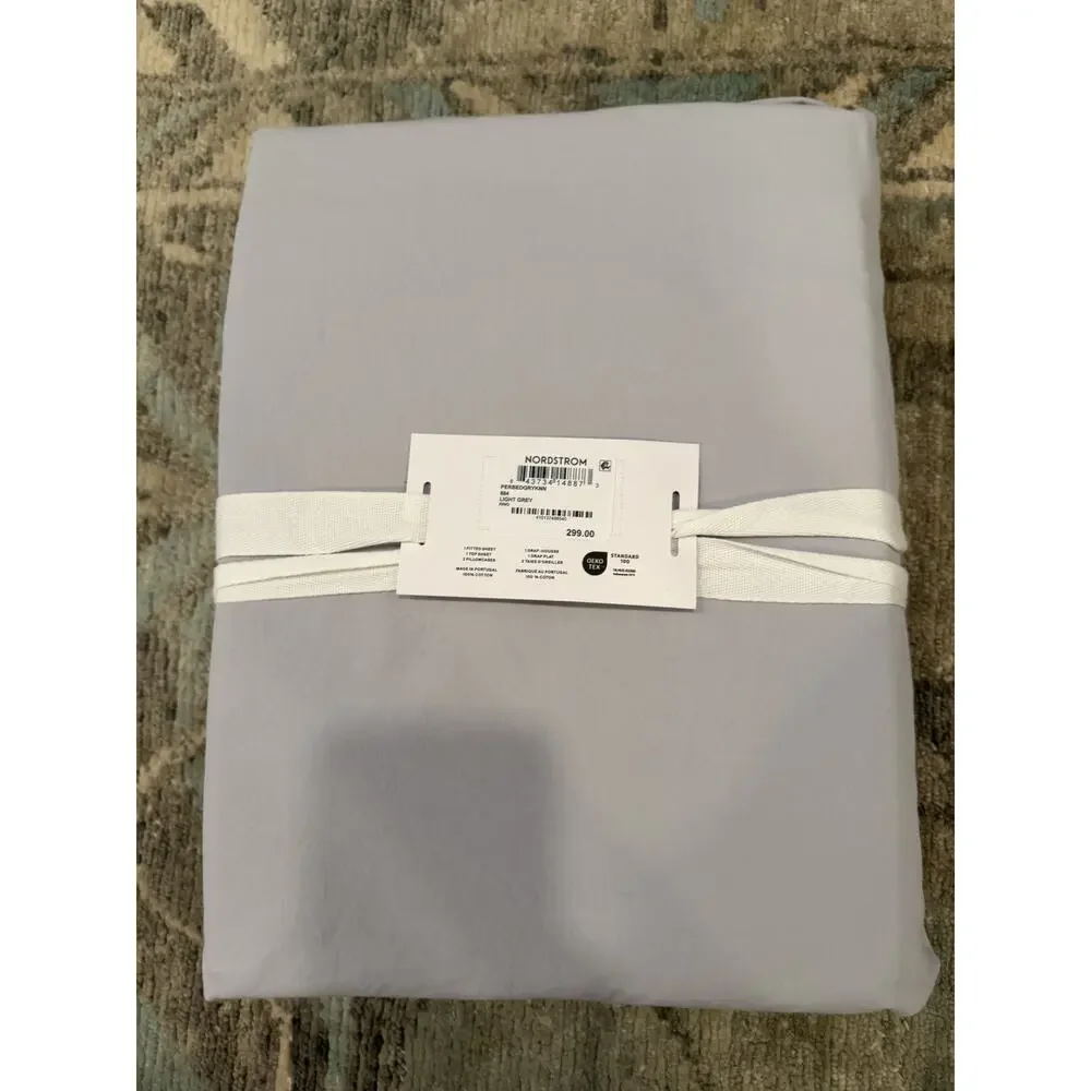 PARACHUTE Percale 4 Piece Sheet Set Light Grey Cotton- King Sz NWT $300